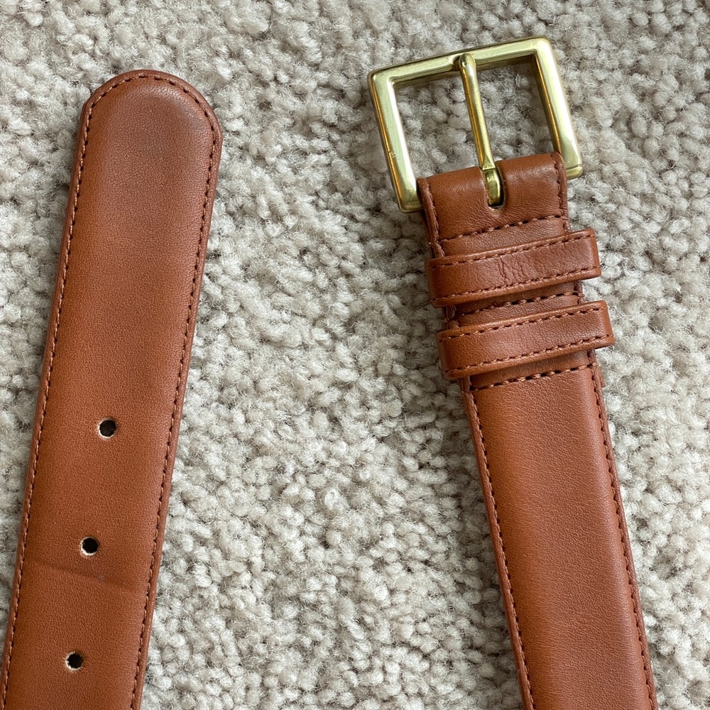 COACH Genuine Leather Belt 38" 95cm, British Tan Glove Tan Cowhide Brass 7600